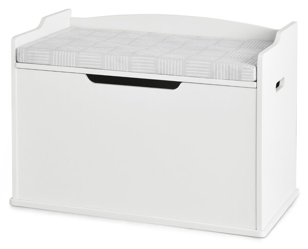 Costway Cassa per giocattoli con 2 cerniere di sicurezza, Cassa con coperchio sollevabile Bianco