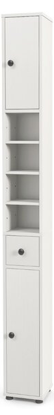 Costway Armadio da bagno alto slim con 1 cassetto di stoccaggio, Armadio da bagno 5 ripiani regolabili struttura antiscivolo Bianco