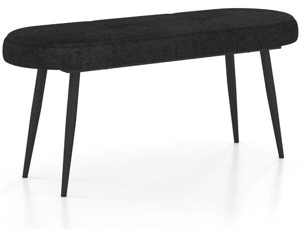 Costway Panca rivestita con cuscino imbottito in spugna e gambe metalliche solide, Panca scarpiera da 113 cm Nero