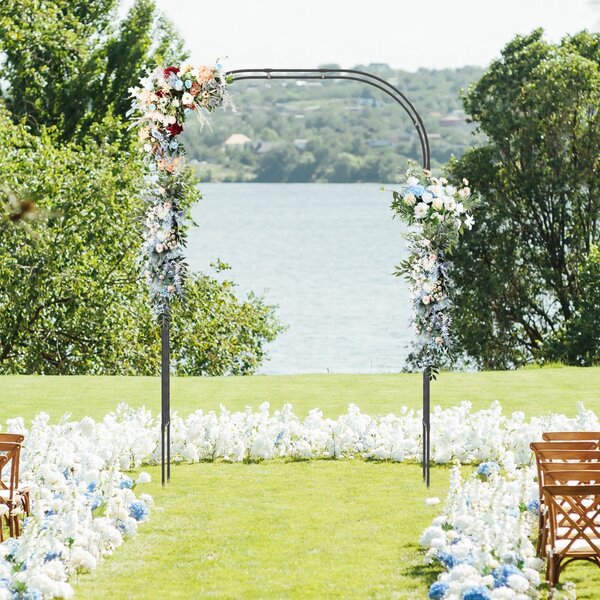 Costway Arco da giardino con graticcio per piante rampicanti, Arco metallico da esterno 153 cm x 240 cm