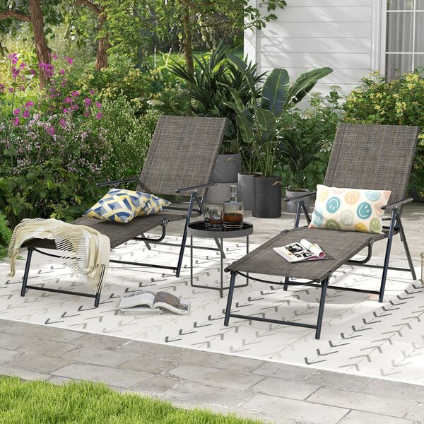 Costway Sedie a sdraio pieghevoli per giardino, Set di 2 sedie reclinabili da esterno con schienale a 6 livelli Marrone