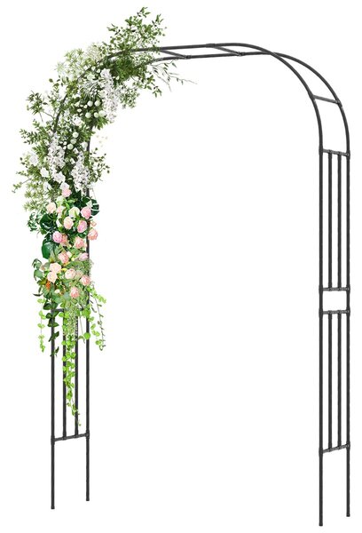 Costway Arco da giardino con graticcio per piante rampicanti, Arco metallico da esterno 153 cm x 240 cm