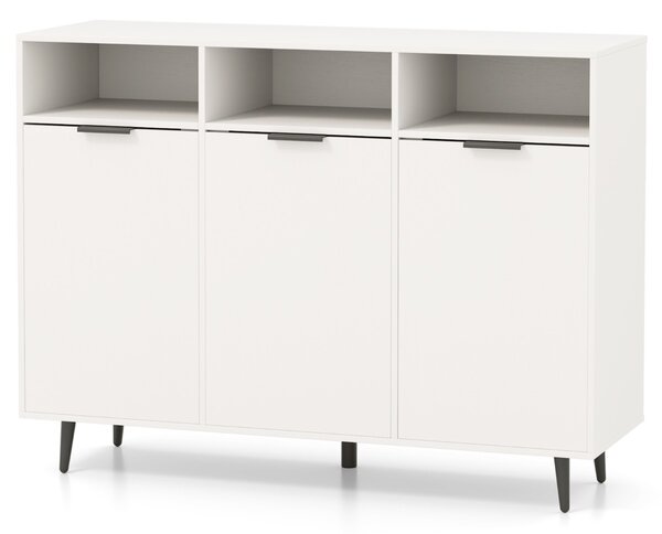 Costway Credenza buffet laterale con 3 scomparti aperti e 3 ante, Mobile da cucina con 5 ripiani regolabili a 5 posizioni Bianco