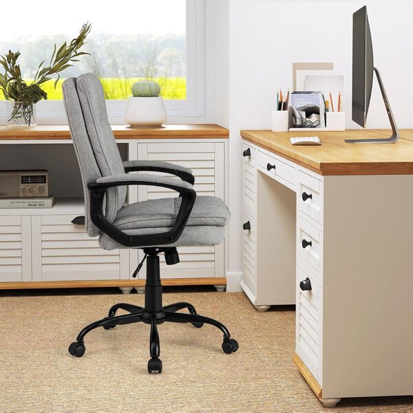 Costway Sedia da ufficio ergonomica regolabile in altezza, Sedia da computer traspirante con ruote Grigio
