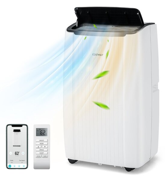 Costway Condizionatore d'aria portatile da 12000 BTU intelligente 4-in-1 con WiFi, Unità AC domestica per stanze fino a 42㎡ Bianco