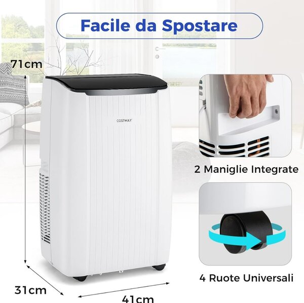 Costway Condizionatore d'aria portatile da 12000 BTU intelligente 4-in-1 con WiFi, Unità AC domestica per stanze fino a 42㎡ Bianco
