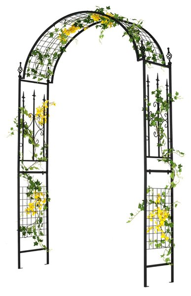 Costway Pergola da giardino con traliccio con traliccio per piante rampicanti, Cerimonia di matrimonio e festa Nero
