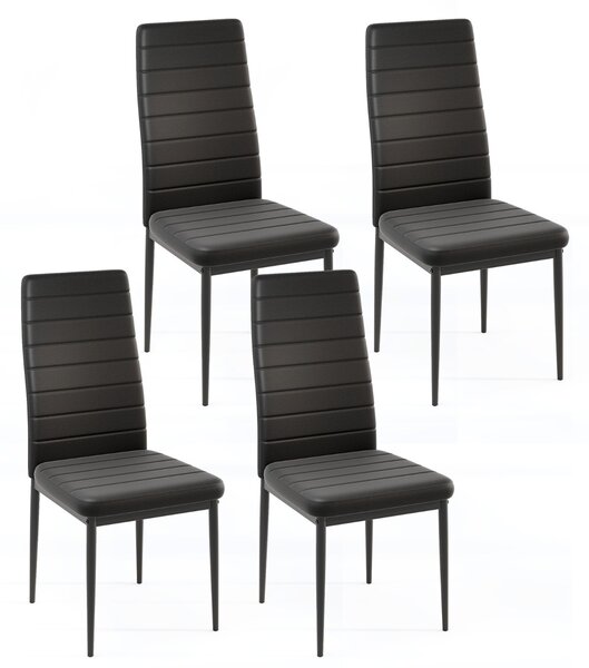 Costway Set di 4 sedie da pranzo imbottite, Sedia senza braccioli con schienale e sedile imbottiti Nero