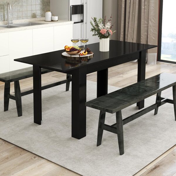 Costway Tavolo da pranzo estensibile per cucina, Tavolo da cucina moderno con piano regolabile Nero