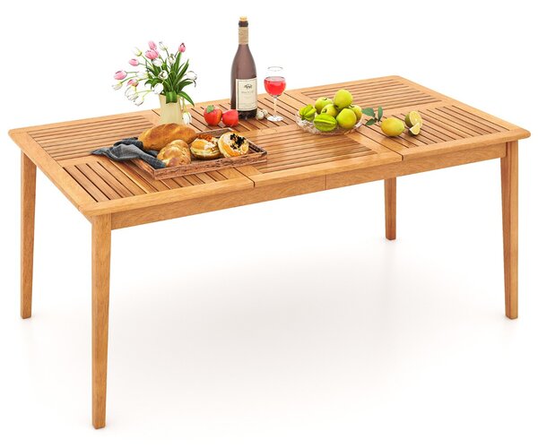 Costway Tavolo da pranzo esterno in legno di acacia per 6 persone, Tavolo da picnic per patio e giardino