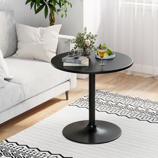 Costway Tavolo da cocktail 101,5 cm si trasforma in tavolo caffè 56 cm, Tavolo bistro rotondo 1 pezzo finitura polvere elegante Nero