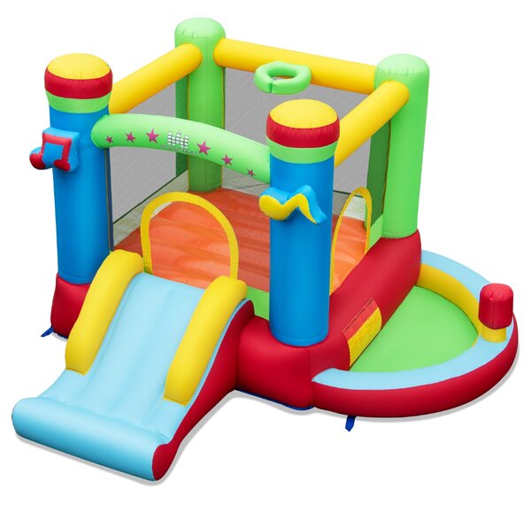 Costway Castello gonfiabile a tema musicale per bambini con scivolo, Gonfiabile interattivo per giardino Colorato