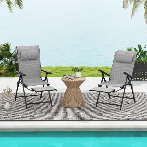 Costway Set di 2 sedie reclinabili da patio pieghevoli, Sedie a sdraio con multifunzione per spazi estivi come piscina e campeggio