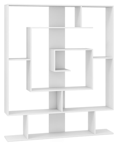 Costway Libreria a 7 ripiani scaffale geometrico con 2 kit anti-ribaltamento, Organizzatore di libri da pavimento Bianco