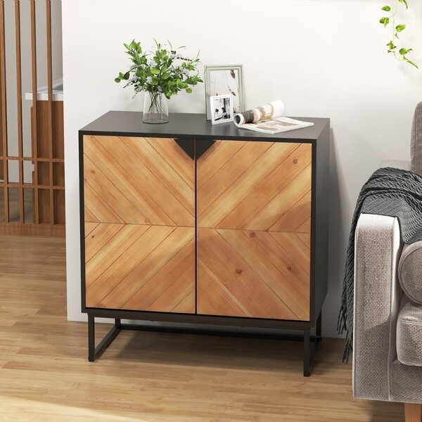 Costway Credenza buffet con storage con piedini antiscivolo per soggiorno, Tavolino con ante e ripiano Nero