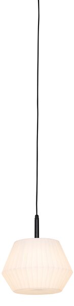 Lampada a sospensione da esterno moderna nera con paralume bianco 33 cm IP44 - Robbert