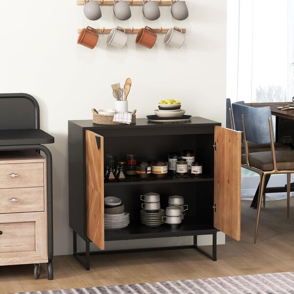Costway Credenza buffet con storage con piedini antiscivolo per soggiorno, Tavolino con ante e ripiano Nero