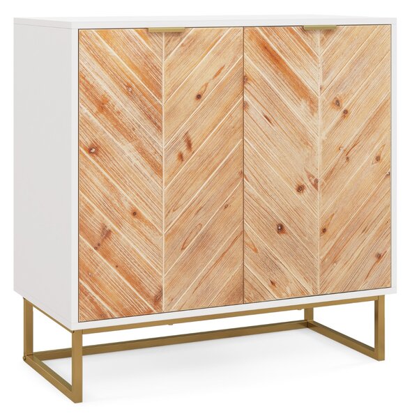 Costway Credenza buffet con storage con piedini antiscivolo per soggiorno, Tavolino con ante e ripiano Bianco