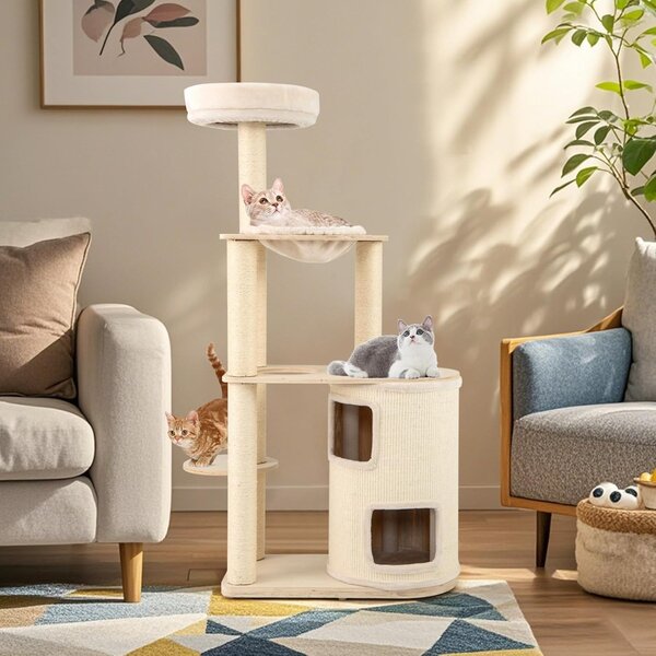 Costway Albero per gatti 151 cm con condo a 2 piani, Torre multi - livello con accessori per gatti da interno