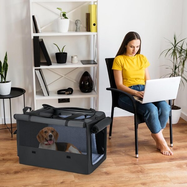 Costway Gabbia morbida pieghevole per cani con 2 aperture, Borsa da trasporto portatile con accessori per animali