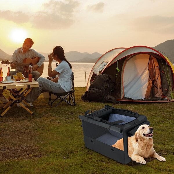 Costway Gabbia morbida pieghevole per cani con 2 aperture, Borsa da trasporto portatile con accessori per animali