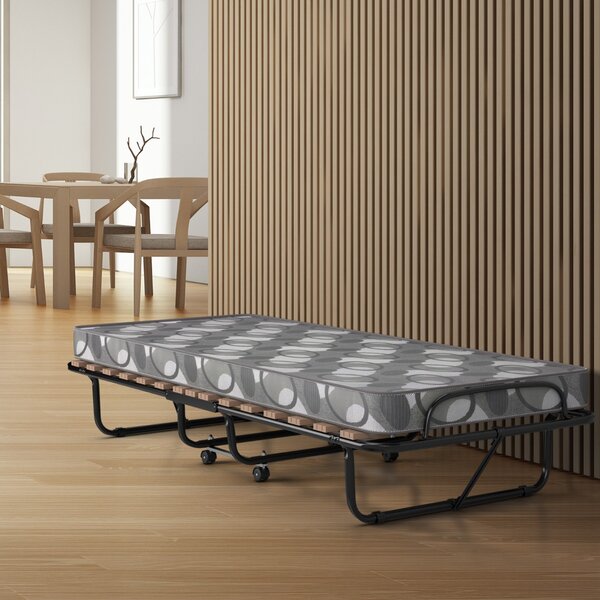 Costway Letto pieghevole con materasso in memory foam spesso, Letto portatile con 4 ruote girevoli 190x80x33cm Grigio
