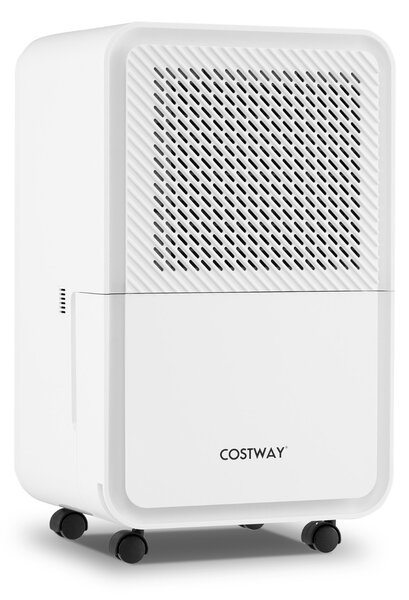 Costway Deumidificatore tubo di scarico e sbrinamento automatico per seminterrato, Deumidificatore con 4 modalità Bianco