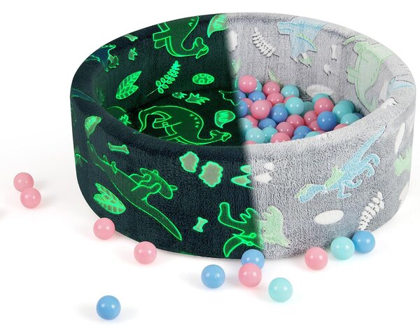 Costway Piscina con 200 palline colorate e schiuma morbida per bambini, Piscina tonda per gioco interno ed esterno Grigio