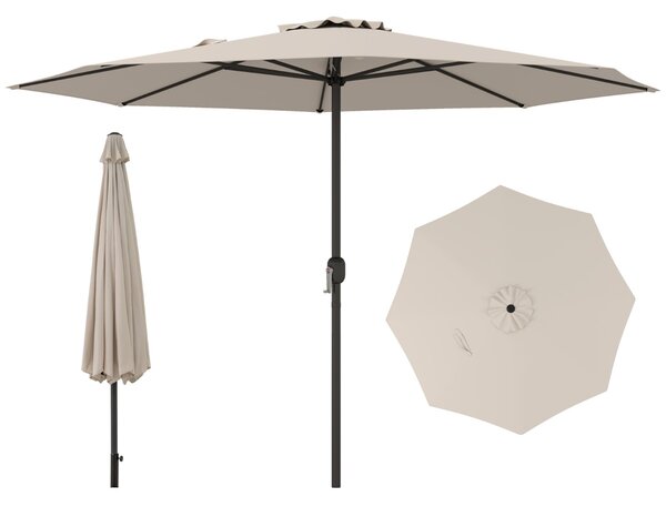 Costway Ombrellone da mercato con manovella da tavolo con parte superiore ventilata, Ombrellone da patio 350 cm Beige