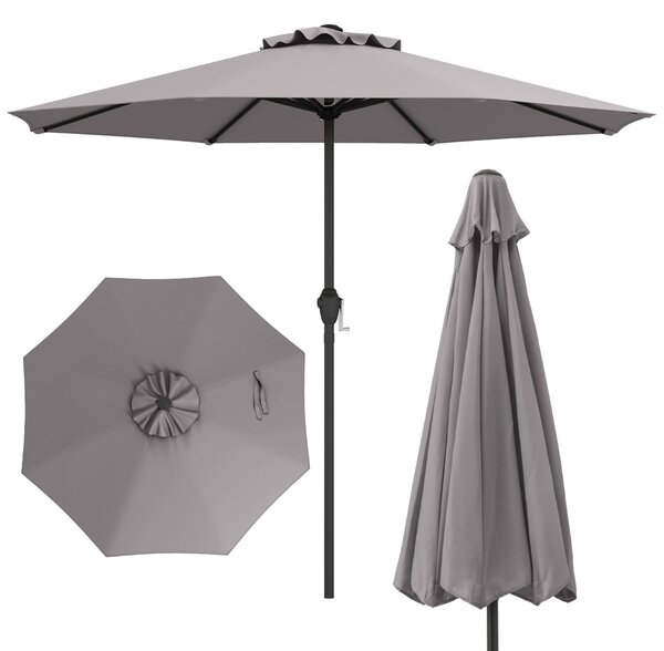 Costway Ombrellone da mercato con manovella da tavolo per giardino, Ombrellone da patio da 250 cm Grigio