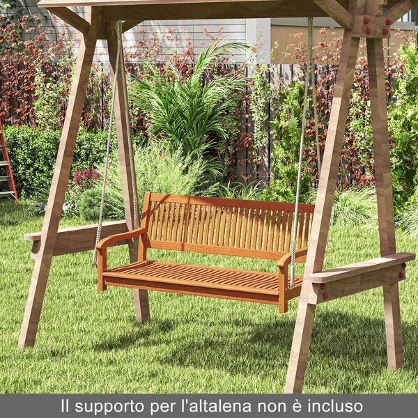 Costway Amaca da veranda con ganci e corde per sospensione in legno a 2 posti, Amaca da veranda in legno di acacia Naturale