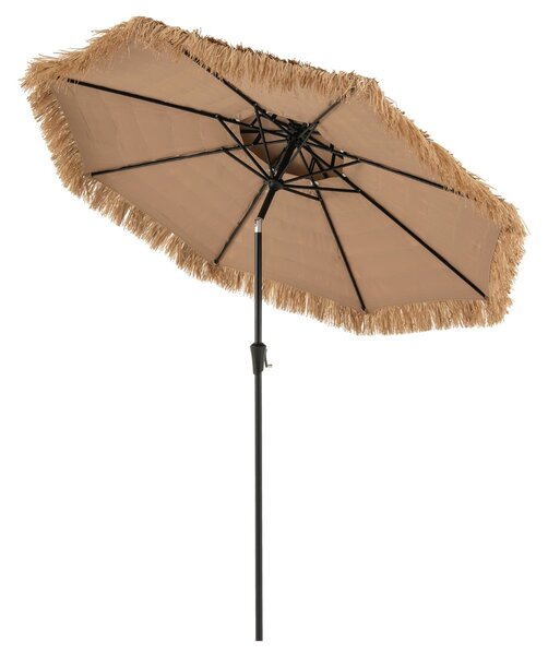 Costway Ombrellone tiki con paglia con 8 stecche per spiaggia di qualità, Ombrellone in stile hawaiano 247 cm Naturale