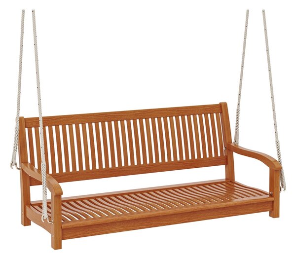 Costway Amaca da veranda con ganci e corde per sospensione in legno a 2 posti, Amaca da veranda in legno di acacia Naturale