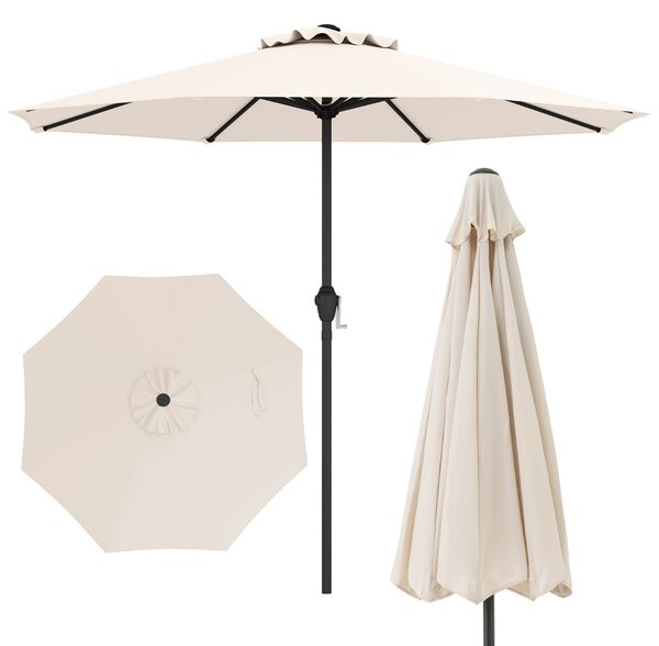 Costway Ombrellone da mercato con manovella da tavolo per giardino, Ombrellone da patio da 250 cm Beige