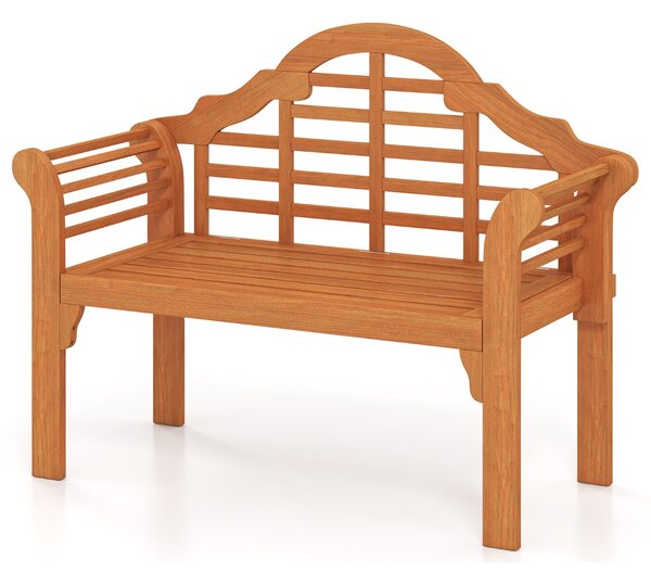 Costway Panca da giardino in legno massiccio pieghevole da 123cm, Panca pieghevole in legno per esterni Naturale