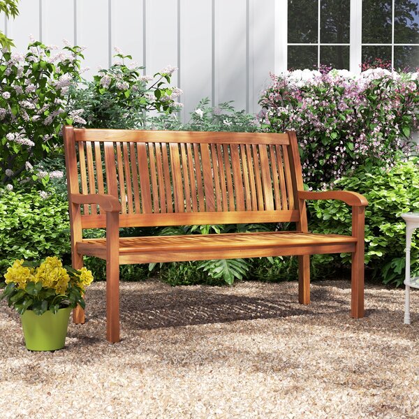 Costway Panchina da giardino per 2 persone con schienale curvo e braccioli ampi, Panchina di legno 126 x 63 x 91 cm Naturale