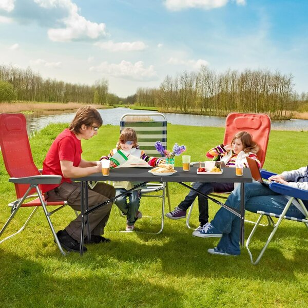 Costway Tavolo pieghevole da 152 cm per 4-6 persone per campeggio BBQ feste, Tavolo da pranzo per interni ed esterni Nero