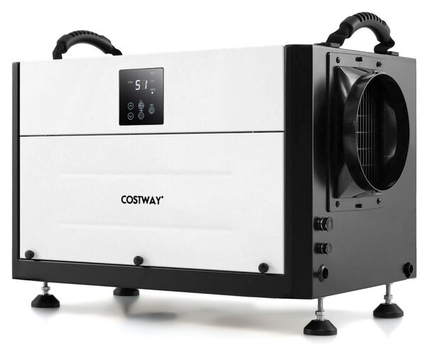 Costway Deumidificatore industriale con tubo di drenaggio e sbrinamento automatico, Deumidificatore per spazi ristetti Bianco