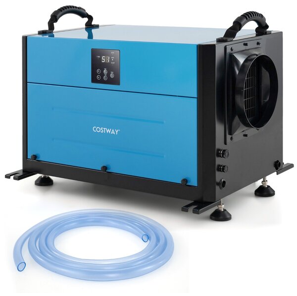 Costway Deumidificatore industriale con tubo di drenaggio e sbrinamento automatico, Deumidificatore per spazi ristetti Blu