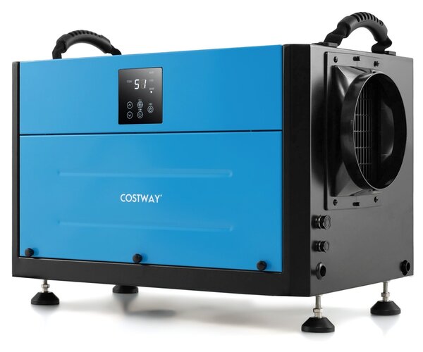 Costway Deumidificatore industriale con tubo di drenaggio e sbrinamento automatico, Deumidificatore per spazi ristetti Blu