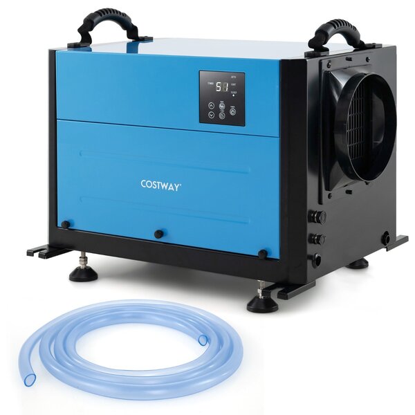 Costway Deumidificatore per spazi ristetti commerciale con 3 modalità e timer 24h, Deumidificatore per cantine Blu