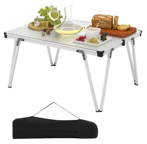 Costway Tavolo da campeggio pieghevole di conservazione e piano impermeabile, Tavolo da picnic con borsa e interno Argento
