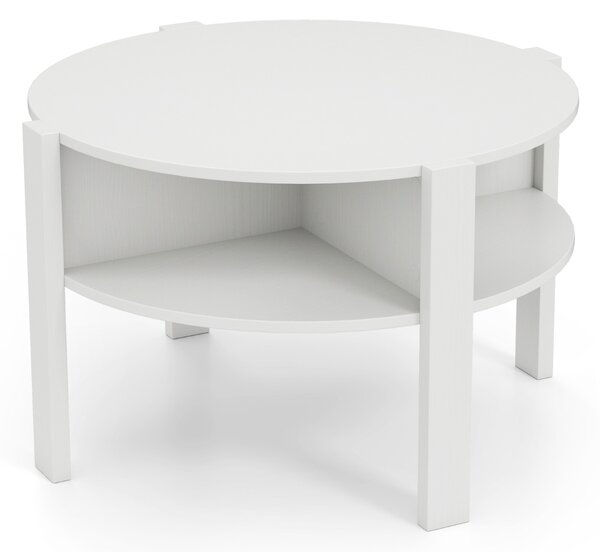 Costway Tavolo da accent con piano in legno finto per soggiorno sala d'attesa, Tavolo da caffè a 2 piani con portaoggetti Bianco