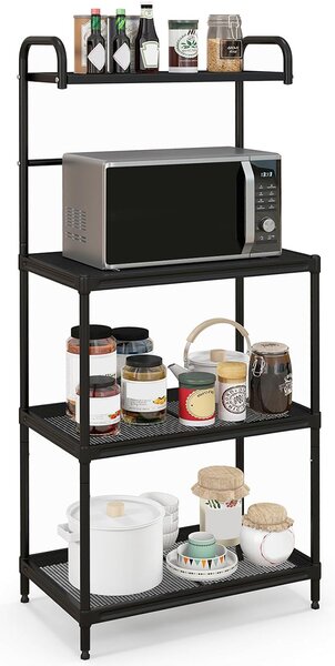 Costway Carrello da cucina per microonde con 4 livelli e struttura in metallo, Multiuso carrello con ampio spazio