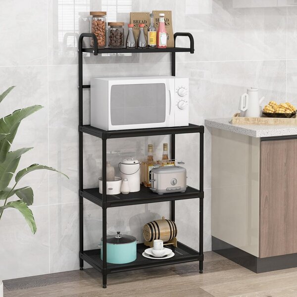 Costway Carrello da cucina per microonde con 4 livelli e struttura in metallo, Multiuso carrello con ampio spazio
