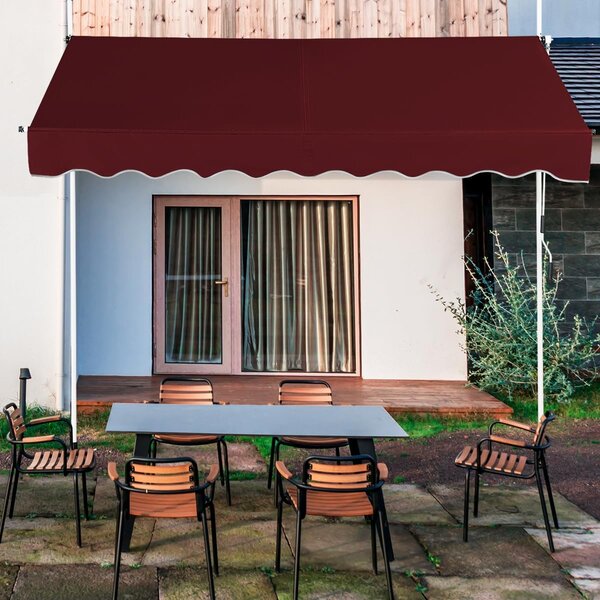 Costway Tenda da sole telescopica e retrattile, Tenda parasole resistente ai raggi UV impermeabile con manovella 2 Dimensioni Rosso
