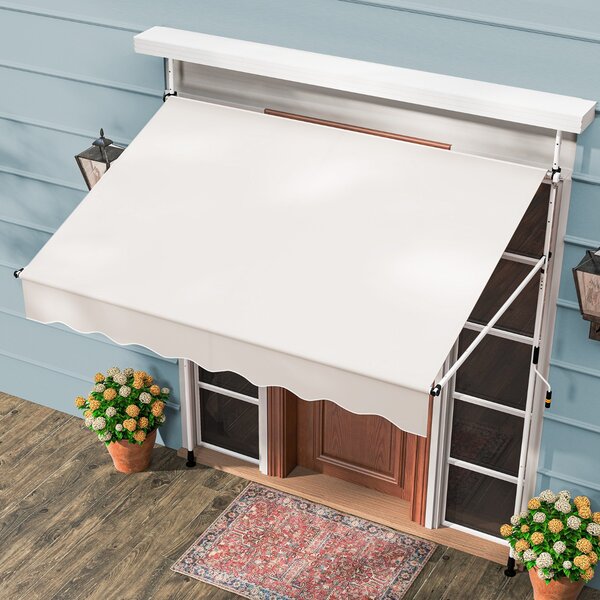 Costway Tenda da sole regolabile in altezza con manovella per finestre e porte, Tenda da sole 200 x 300 cm Beige