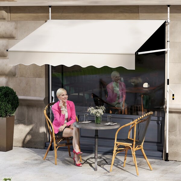 Costway Tenda da sole regolabile in altezza con manovella per finestre e porte, Tenda da sole 200 x 300 cm Beige