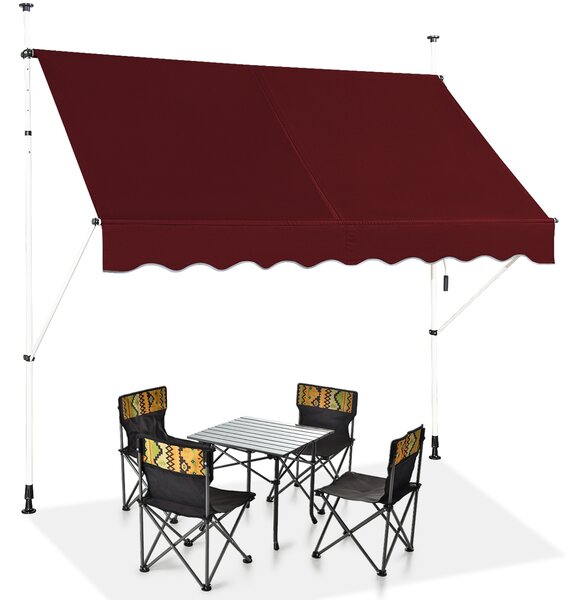 Costway Tenda da sole telescopica e retrattile, Tenda parasole resistente ai raggi UV impermeabile con manovella 2 Dimensioni Rosso