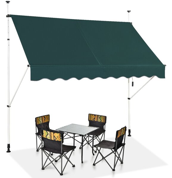 Costway Tenda da sole telescopica e retrattile, Tenda parasole resistente ai raggi UV impermeabile con manovella 2 Dimensioni Verde